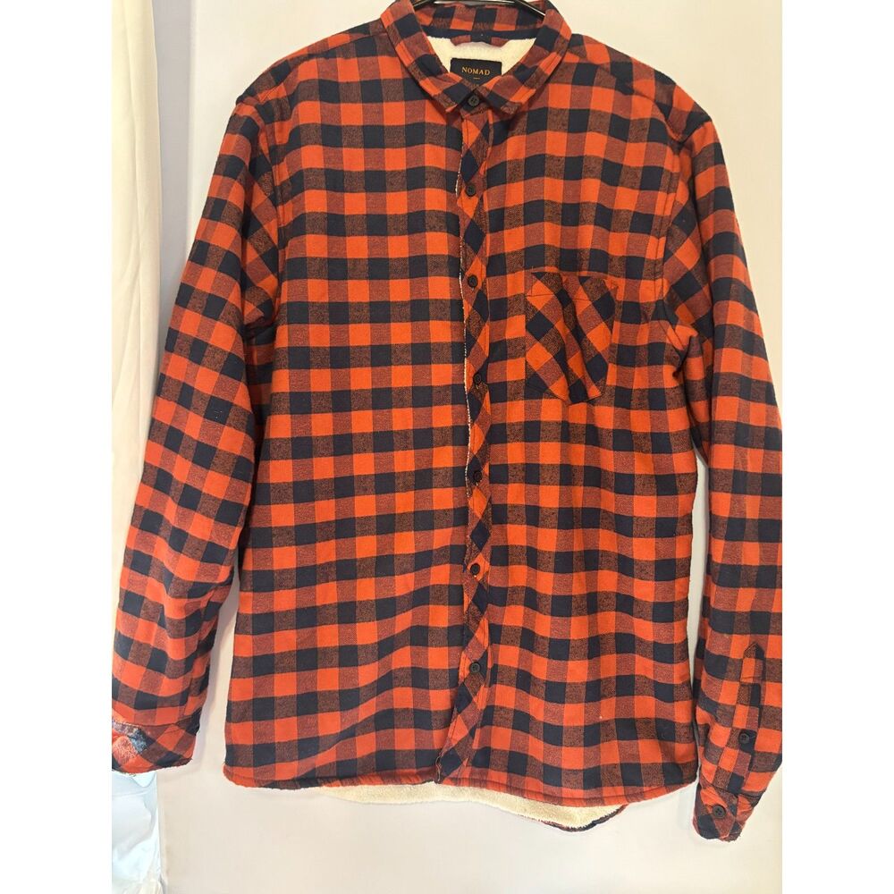 Nomad Jacket & Coats Nomad Blue and Orange Buffalo Plaid Sherpa-Lined